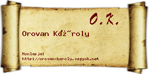 Orovan Károly névjegykártya